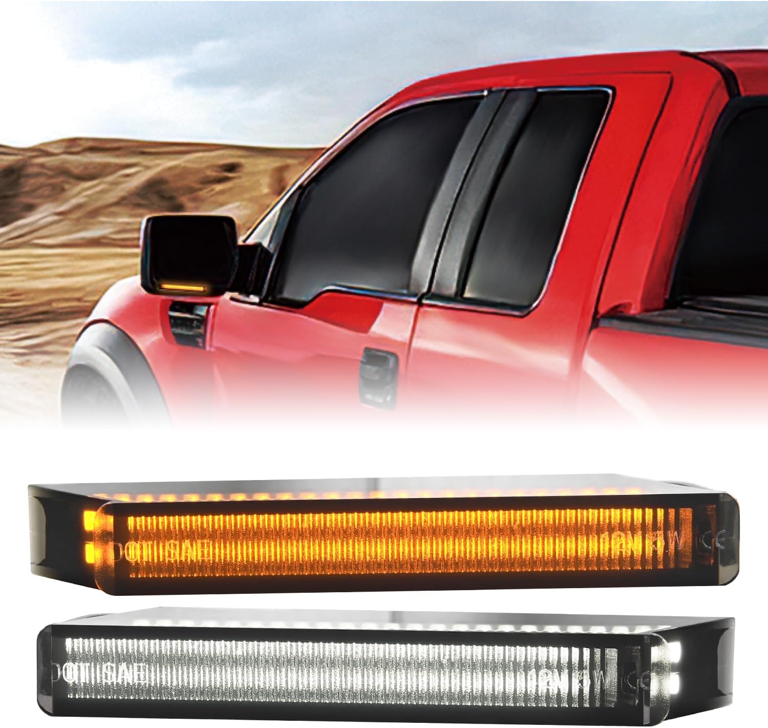 Nilight Side Mirror Marker Light Switchback Amber Turn Signals White Day Running Lights Smoked Lens Plug and Play Compatible With 2009-2014 Ford F150 2010-2014 Raptor