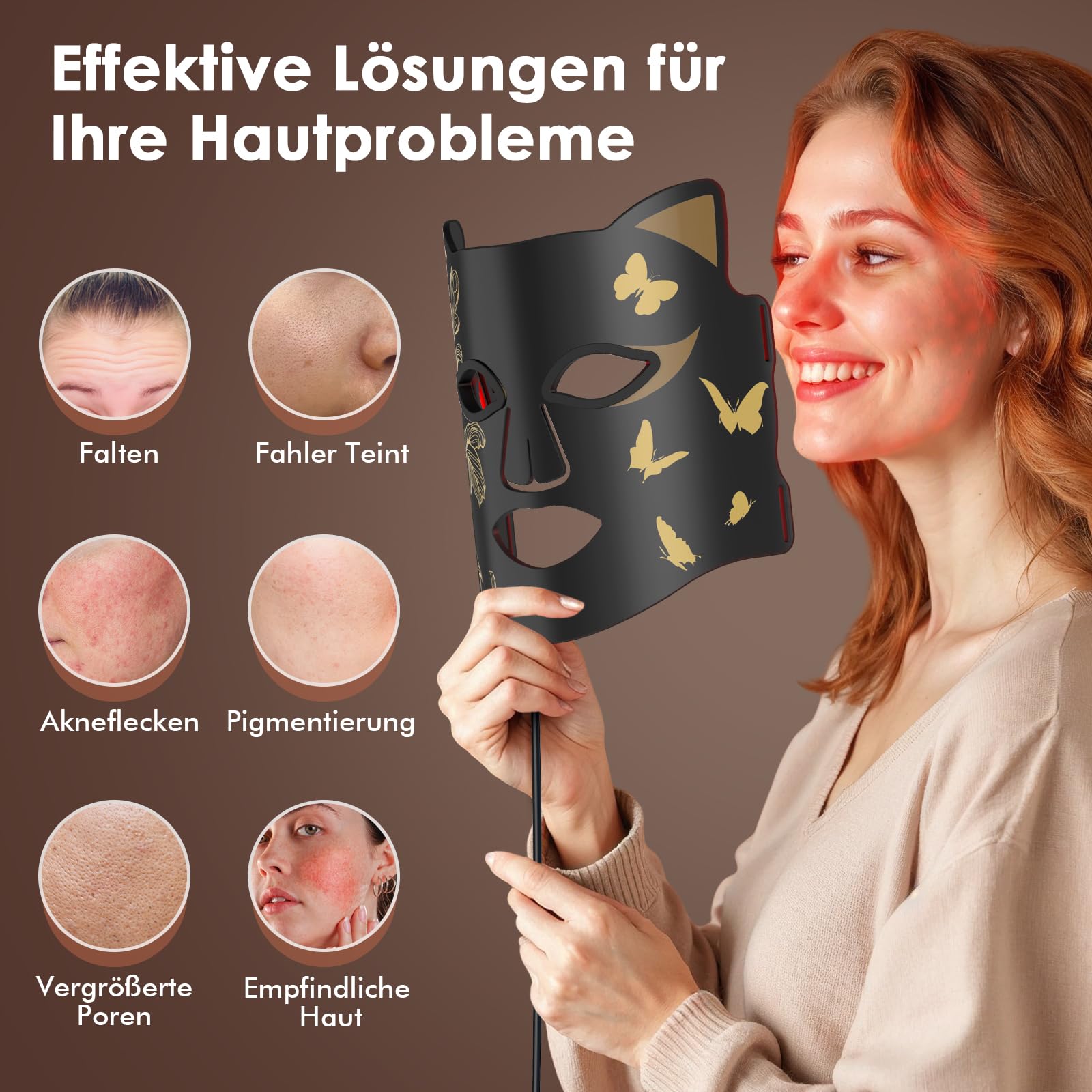 LED Gesichtsmaske mit Rotlichttherapie – 7 Farben led maske gesicht mit Kühlmaske, Anti-Aging/Akne, Aufhellung, Faltenbehandlung, Pflegegerät und Schön für alle Hauttypen