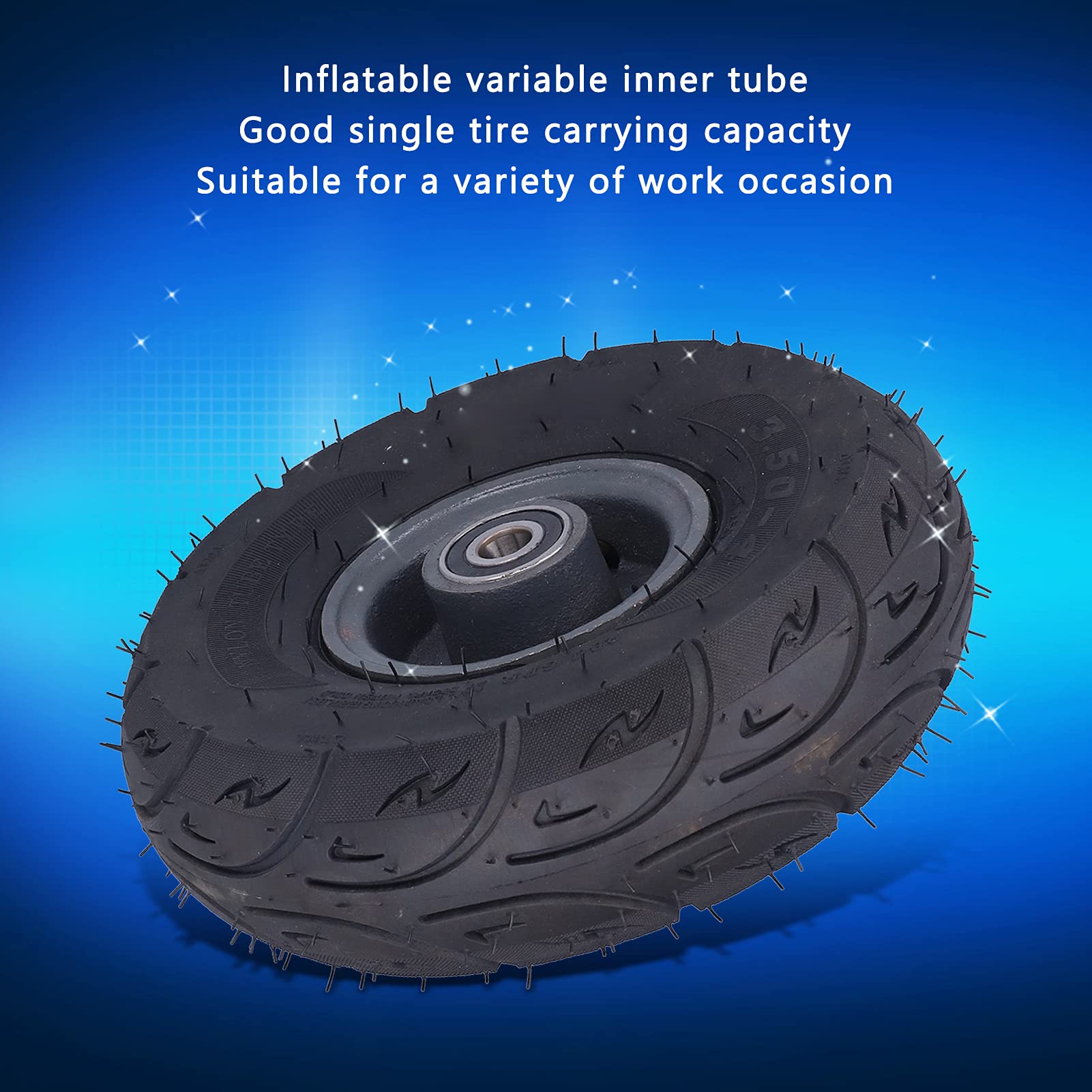 Neumático utilitario Rueda Inflable Multiusos Carretilla de Mano Eje de Acero Fundido 280 KPa Diámetro del Orificio de 15 mm 3,50‑4