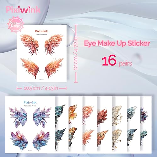 Miniatura 2 de Kit de tatuajes temporales para la cara, kit de tatuaje de maquillaje de ojos de mariposa con purpurina con gemas y perlas para festival de hadas,