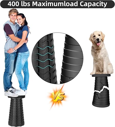 Miniatura 4 de Taburete plegable, silla plegable, silla portátil mejorada con capacidad de carga de 400 libras, taburete portátil para camping, pesca, senderismo,