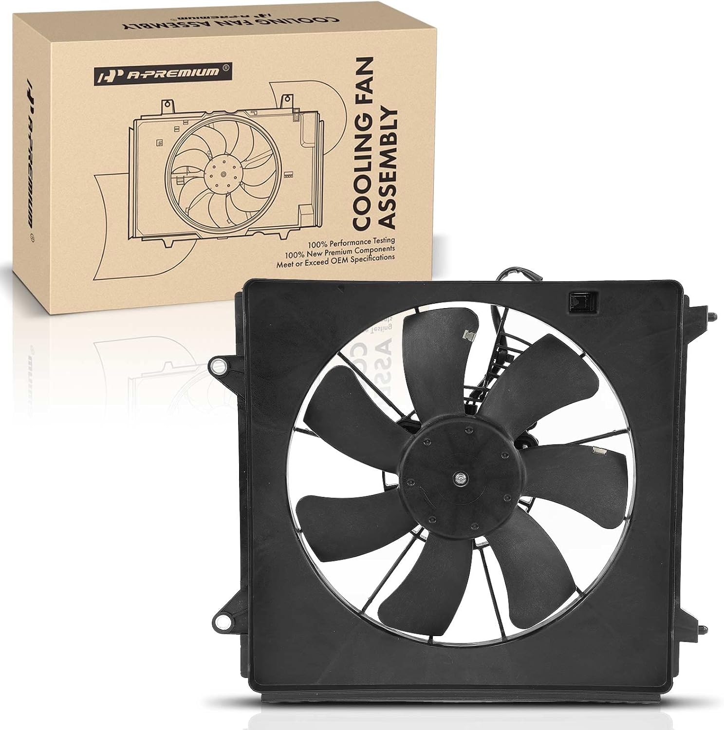 A-Premium Right Engine Radiator Cooling Fan Assembly Compatible with Select Honda Models - Accord 2013 2014 2015 2016 2017 - Replace# 386155A2A01, 38611RL8A01 Right Side