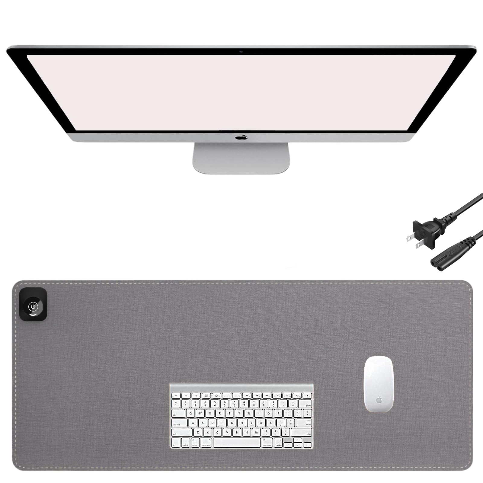 Onlytop Sous-main chauffant et tapis de souris – Température réglable et arrêt automatique, grand sous-main de bureau chaud en cuir imperméable avec base antidérapante pour une utilisation au bureau