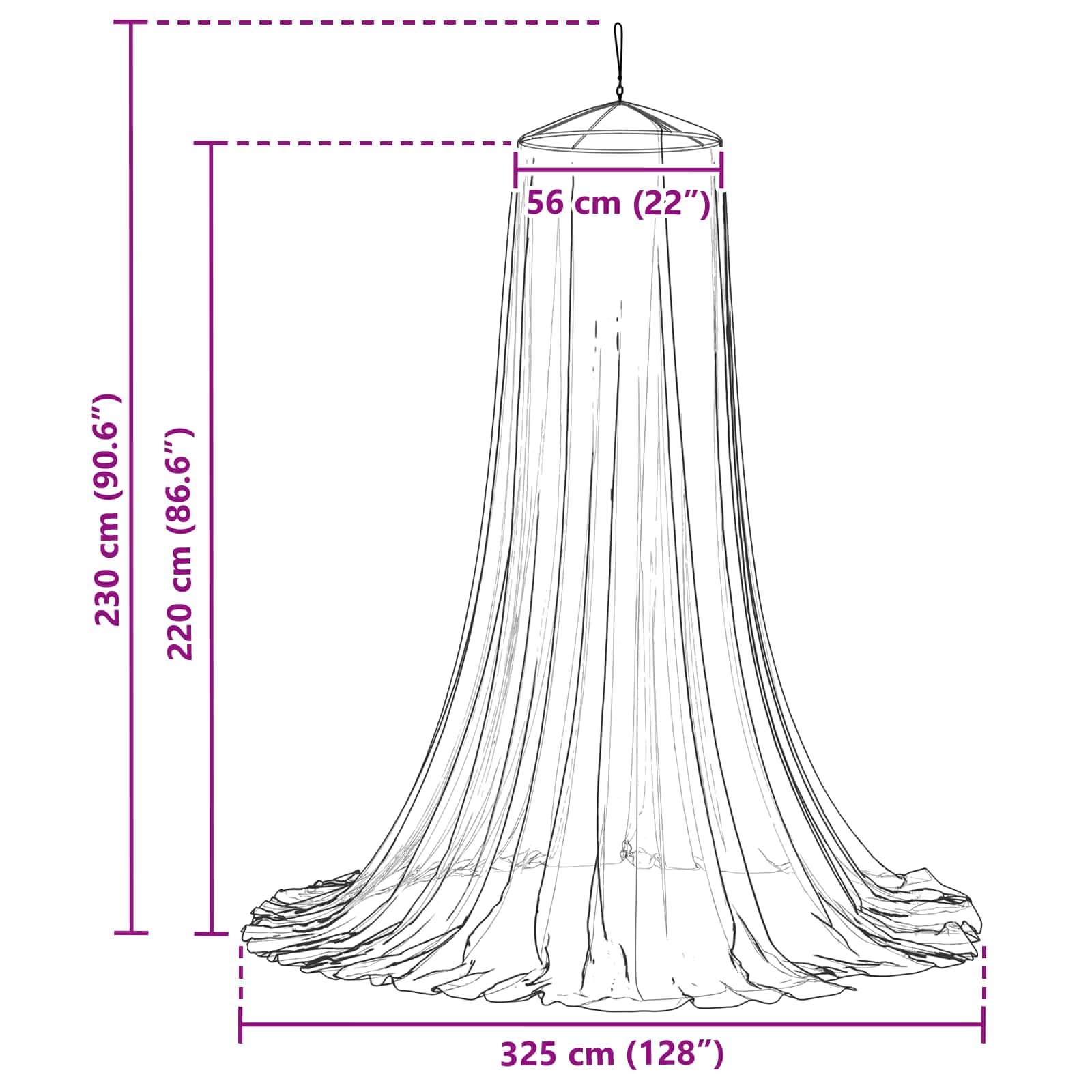 Moskito-Netz für das Bett 3er Set, 156 Mesh weiß, ⌀56 x 220 cm, Polyester, Fliegengitter Mückennetz Bettnetz für Schlafzimmer, Camping und Reisebett