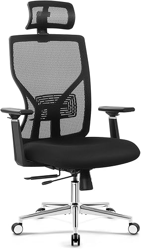 Furmax Silla de oficina ergonómica con respaldo alto silla de oficina ejecutiva con reposacabezas ajustable soporte lumbar asiento deslizante y