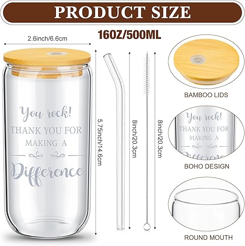 Miniatura 2 de Lemosae Juego de 16 regalos de agradecimiento, regalos de agradecimiento para empleados, vasos de cerveza con forma de lata de 16 onzas con tapas,