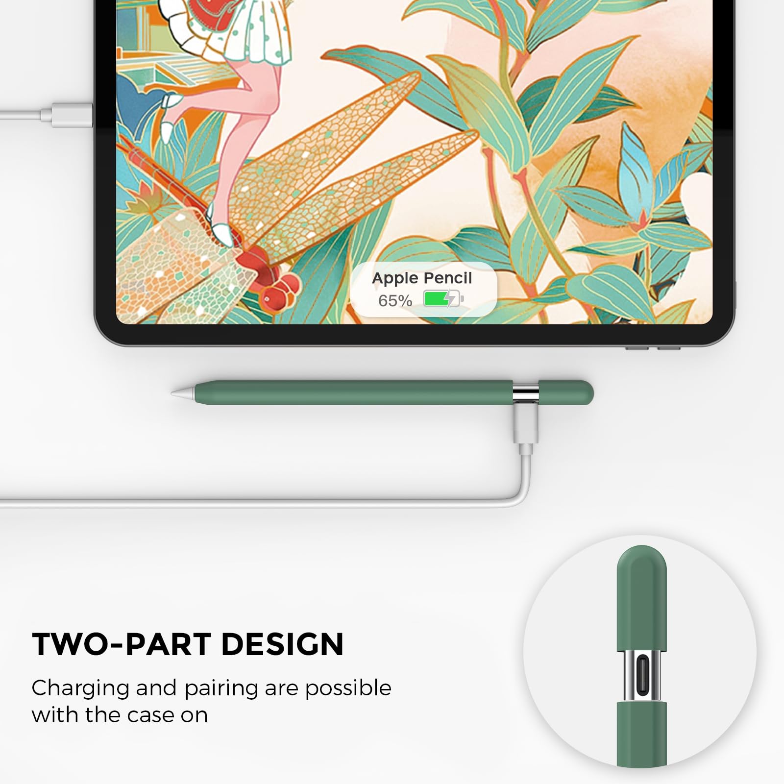 AhaStyle Silicone Case for Apple Pencil (USB-C) 2023 Ultra Thin Protective Cover Skin Apple Pencil Sleeve Anti-slip Grip Compatible with Apple Pencil USB C (Alpine Green) - Image 4