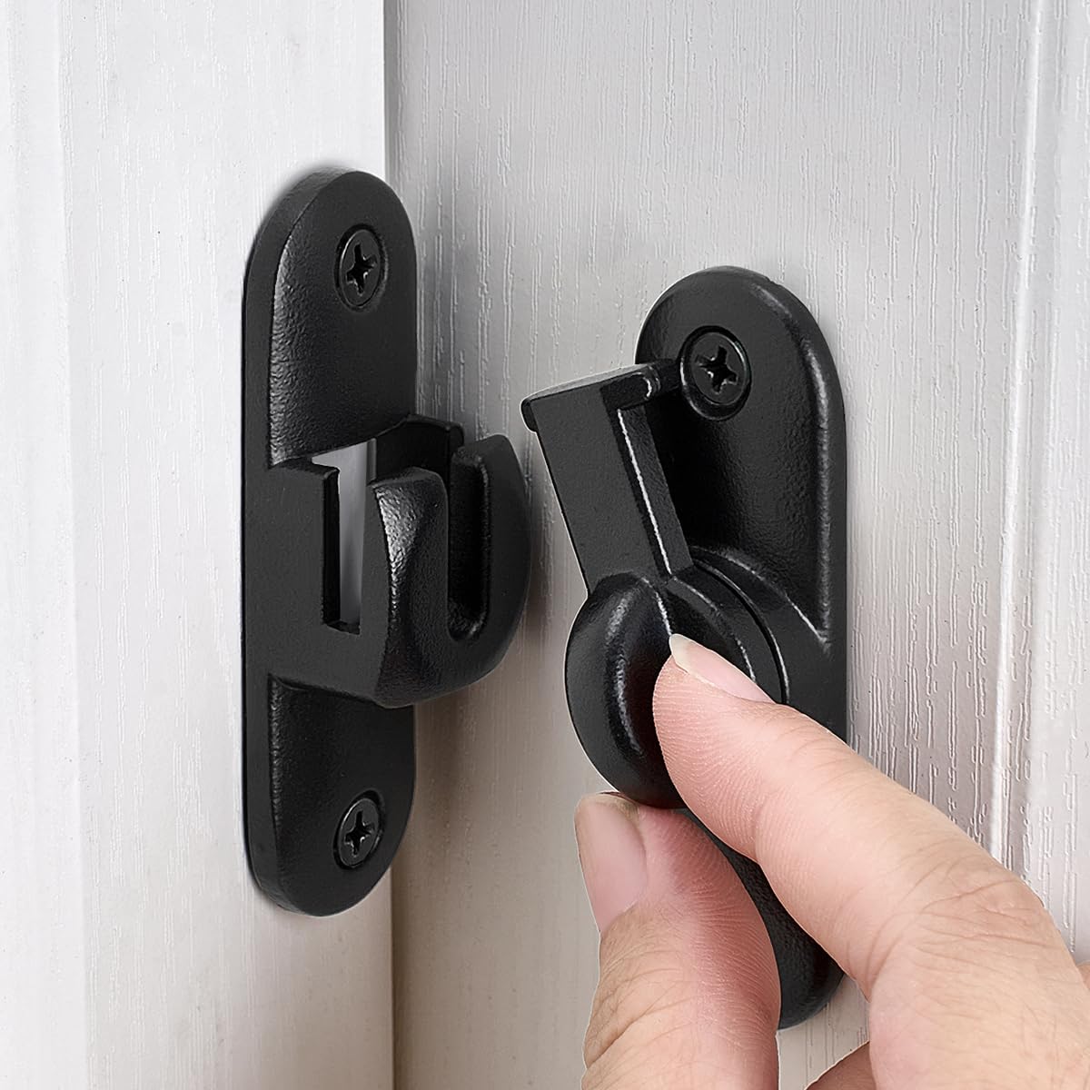 2 Packs Matte Black 90/180 Degree Barn Door Latches,Flip Gate Lock