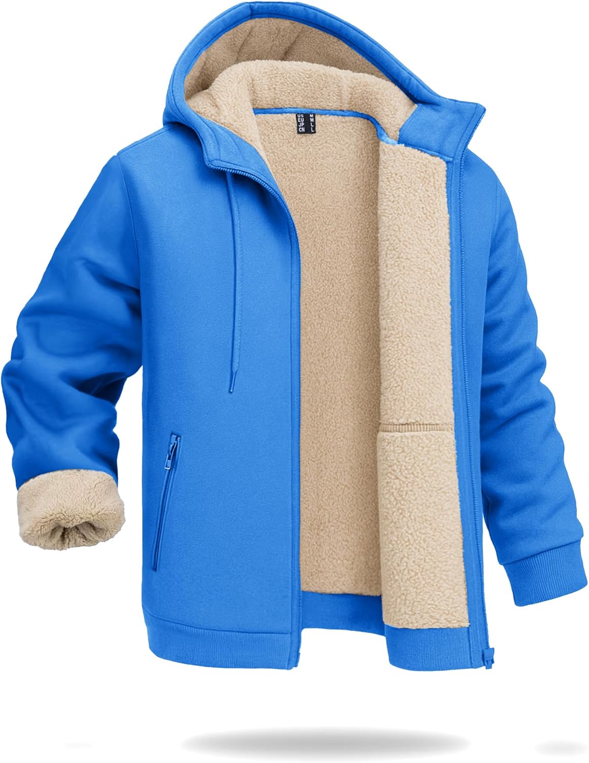 Boladeci Men's Sherpa Lined Hoodie Jacket Winter Warm Heavy Weight Zip Up Hooded Sweatshirt Thick Fleece Coats