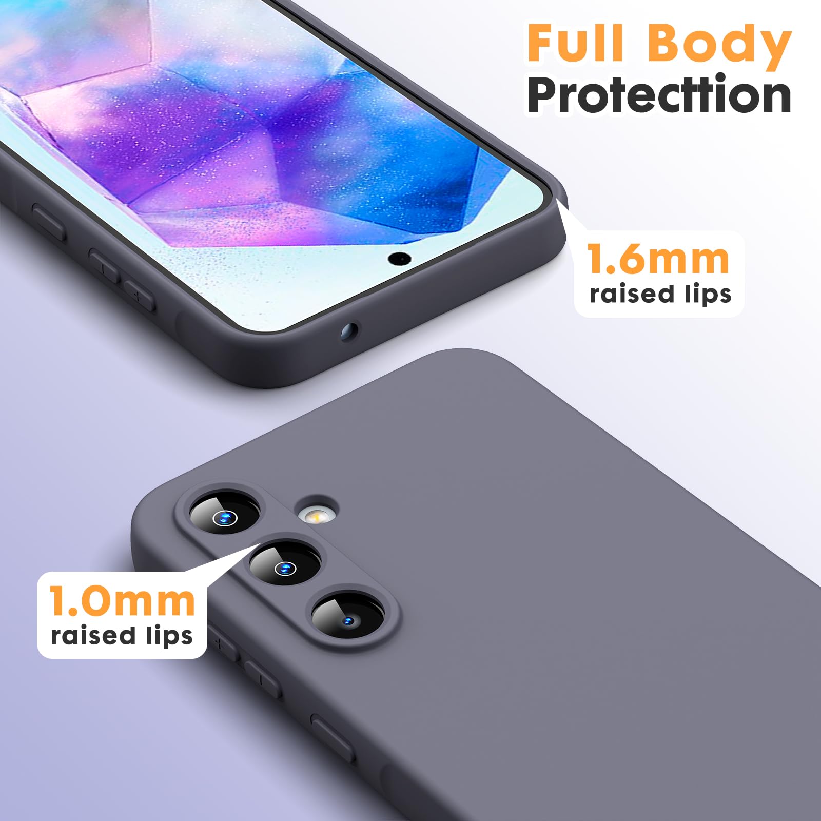 Byvuwiay Cover per Samsung Galaxy A55 5G, Morbida Silicone Liquida TPU Protettivo Ultra Slim Custodia Antiurto, Custodia Compatibile con Samsung Galaxy A55 5G - Grigio Scuro
