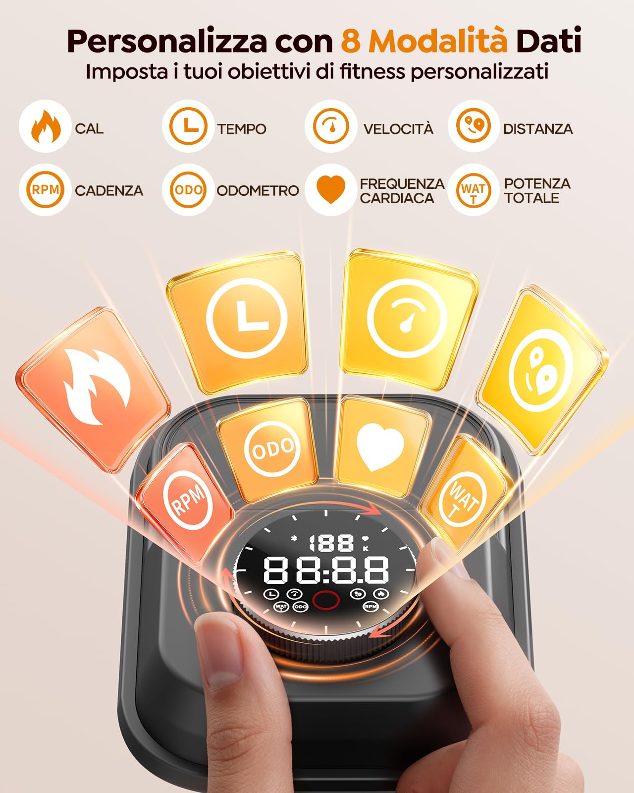 Cyclette da Casa con App Burever, Touch Screen, Silenzioso, Portata 170 KG