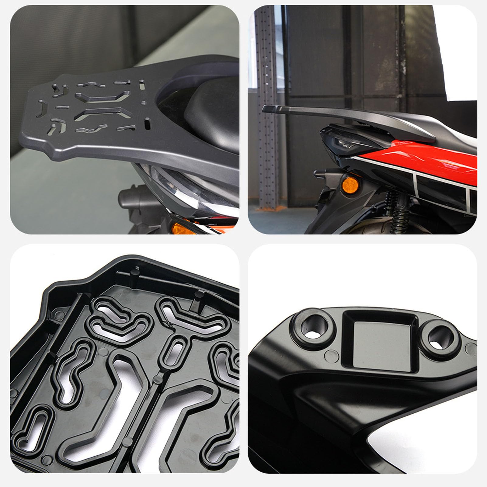 Akozon Portaequipajes Trasero para Motocicleta para Nmax155 2020-2024, Soporte para Portaequipajes de Aleación de Aluminio, Soporte de Alta Carga de 60 Kg/132 ​​LB, Estante de Almacenamiento Trasero