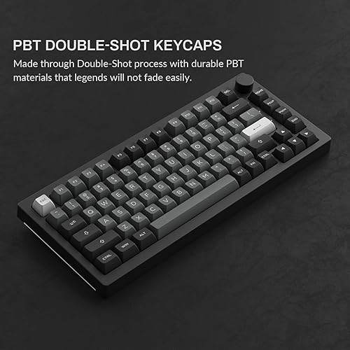 Miniatura 5 de Akko Teclado mecánico 5075B Plus 75 RGB intercambiable en caliente con perilla tema negro y cian con teclas de perfil ASA de doble disparo PBT con