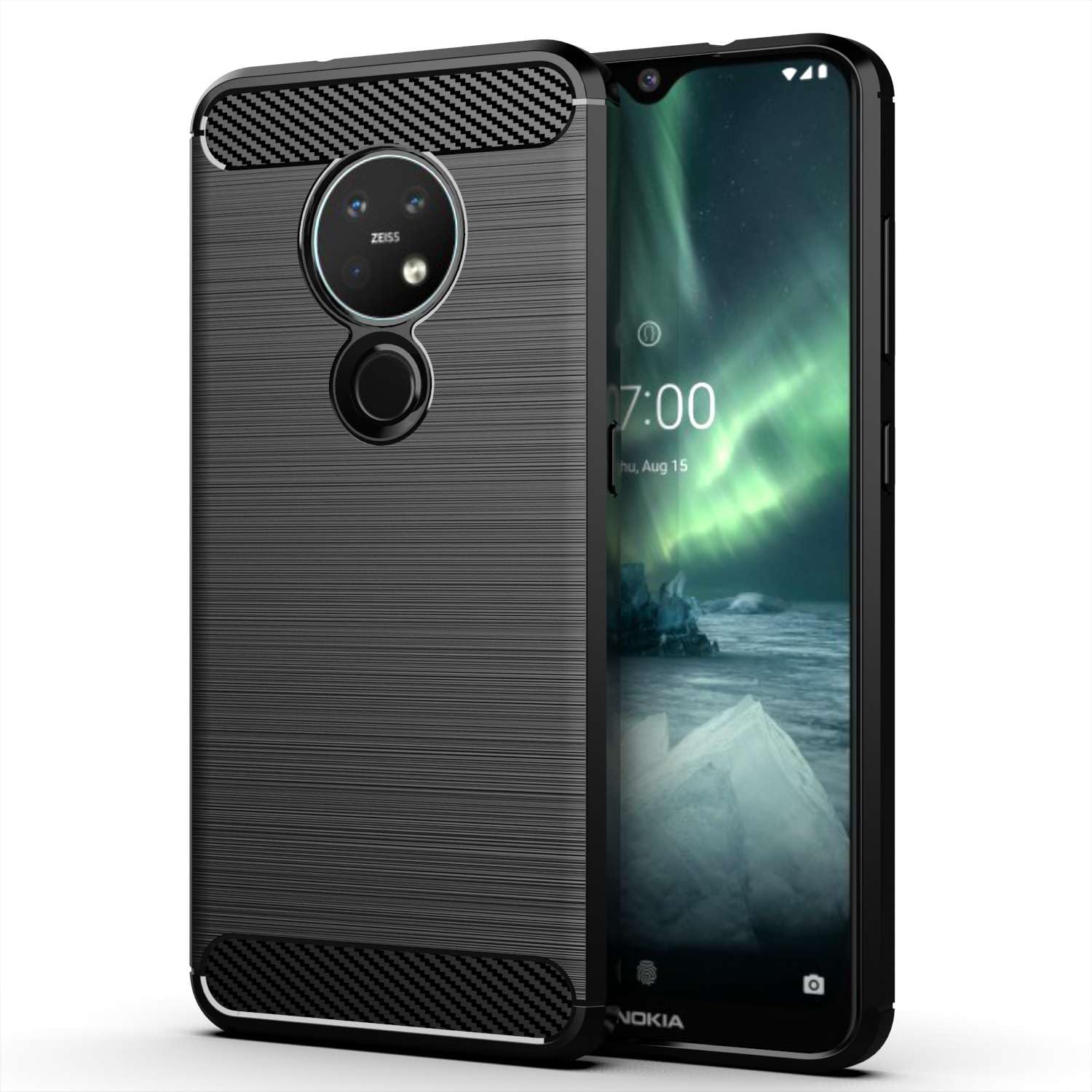 Case for NOKIA 7.2 Cover Shell,Carbon fiber material,Smooth Non-slip soft,Anti-fingerprint,Fully Protective Case Cover compatible with NOKIA 7.2-Black