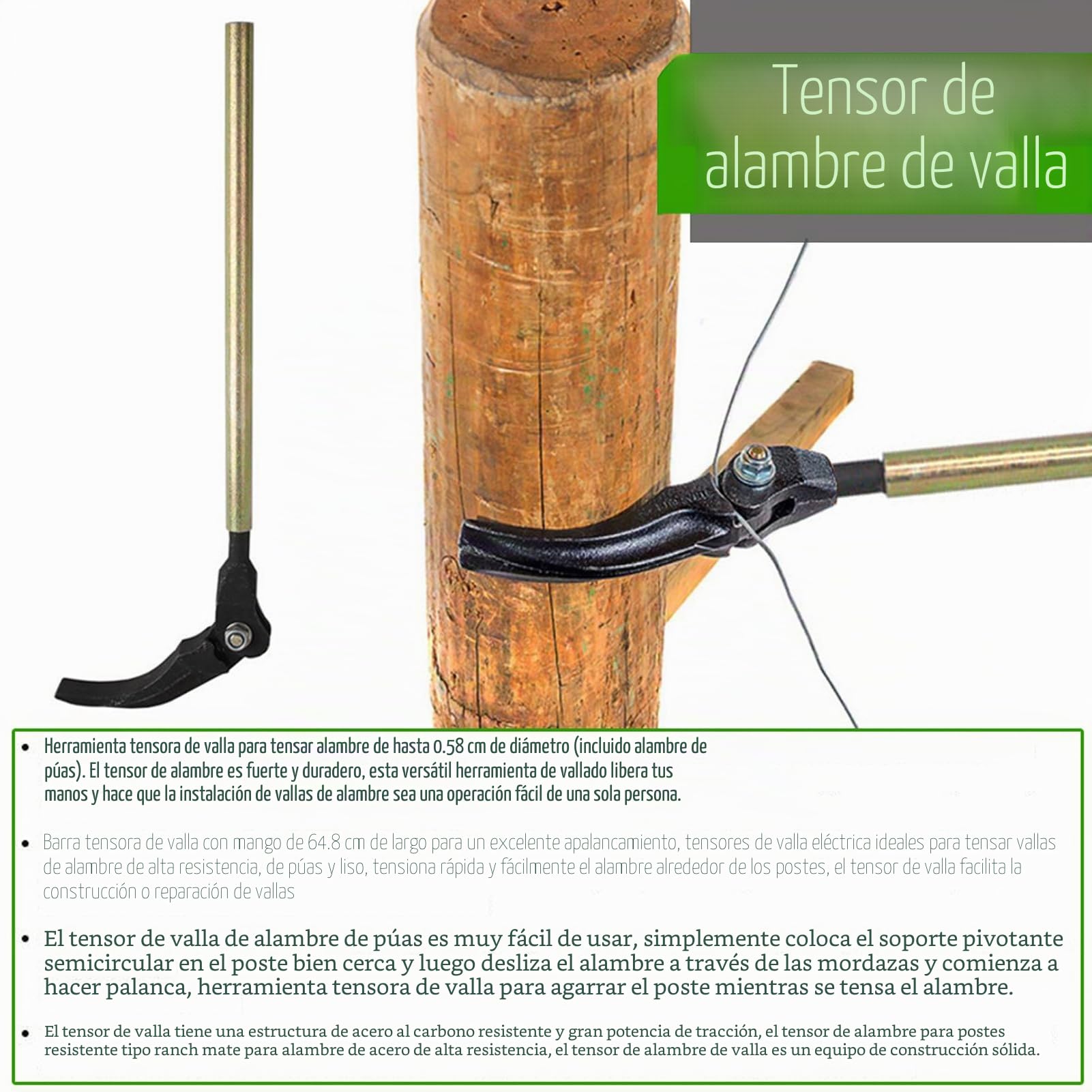 Tensor Profesional de Cercas de Apalancamiento y Ensanchador de Alambre para Cables de Alta Resistencia, Herramienta Esencial para Construcción y Reparación de Cercas