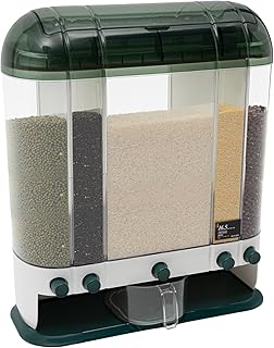 GDNTMU Rice Dispenser, 5 Grids Removable Dry Food Dispenser, Dispenser with Measuring Cup for Grain Storage (Green)