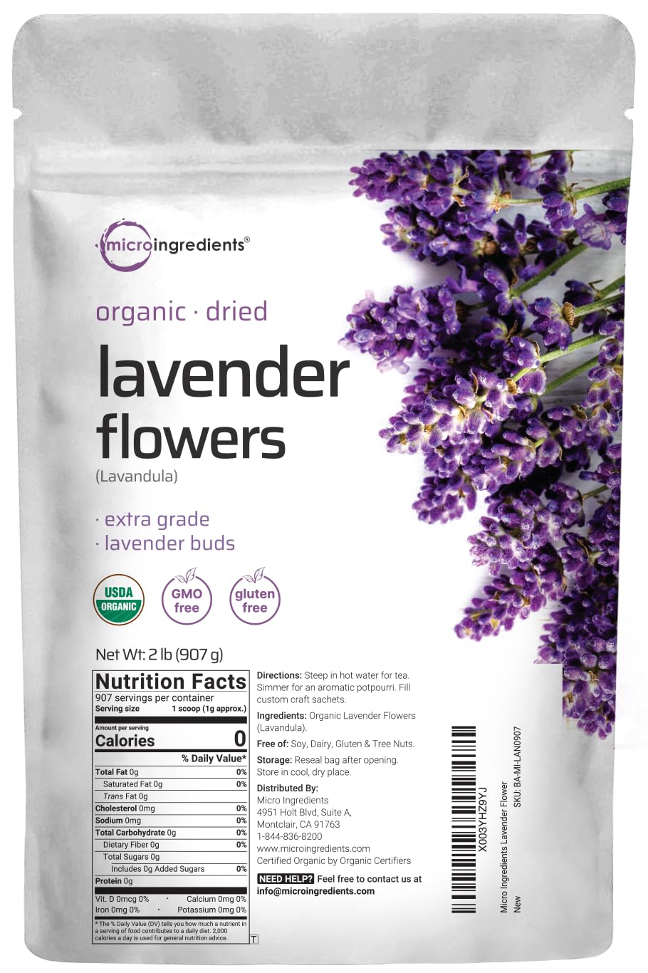 Micro Ingredients Organic Dried Lavender Flowers