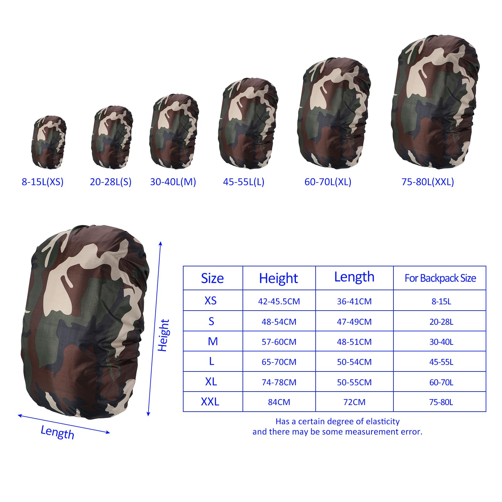 M METERXITY Backpack Rain Cover - Waterproof Lightweight Cover, Apply to Cycling/Hiking/Mountain Climbing (75-80L, XXL, Classic Camo)