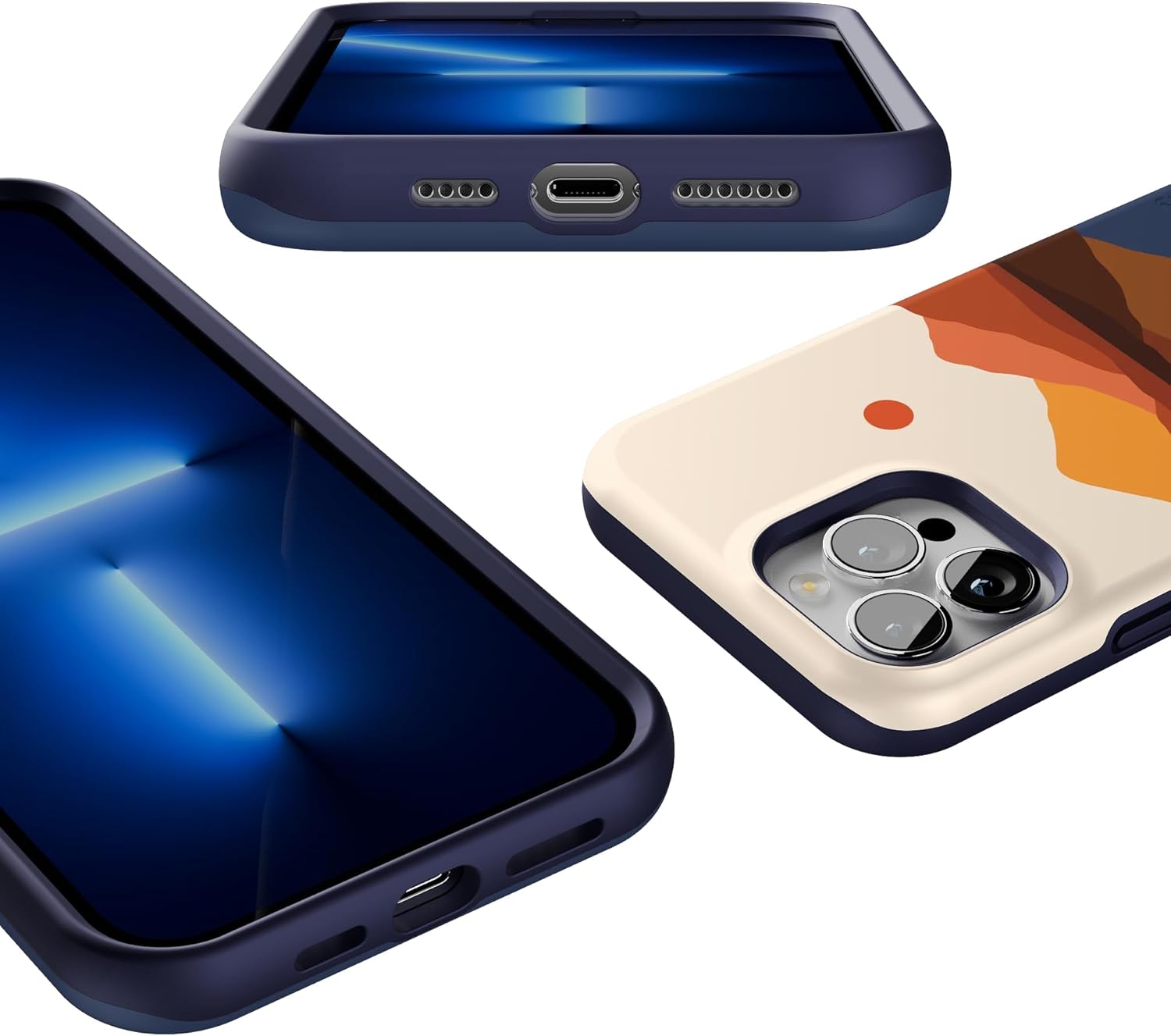 Casely iPhone 13 Pro Max Case | Opposites Attract | Day & Night Mountains | Bold Protective Design | Compatible with MagSafe