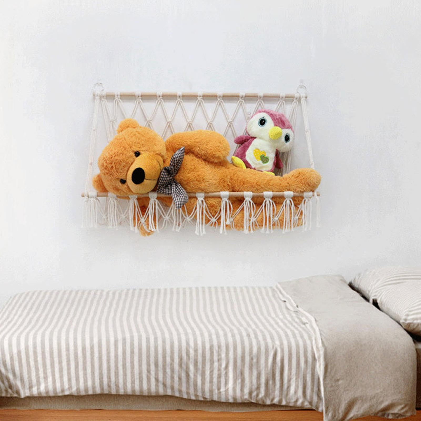 Hamaca de peluche para animales – Red de almacenamiento de pared para | juguetes, organizador de juguetes de gran capacidad | Hamaca de felpa duradera y fácil de instalar, juguetes y accesorios de