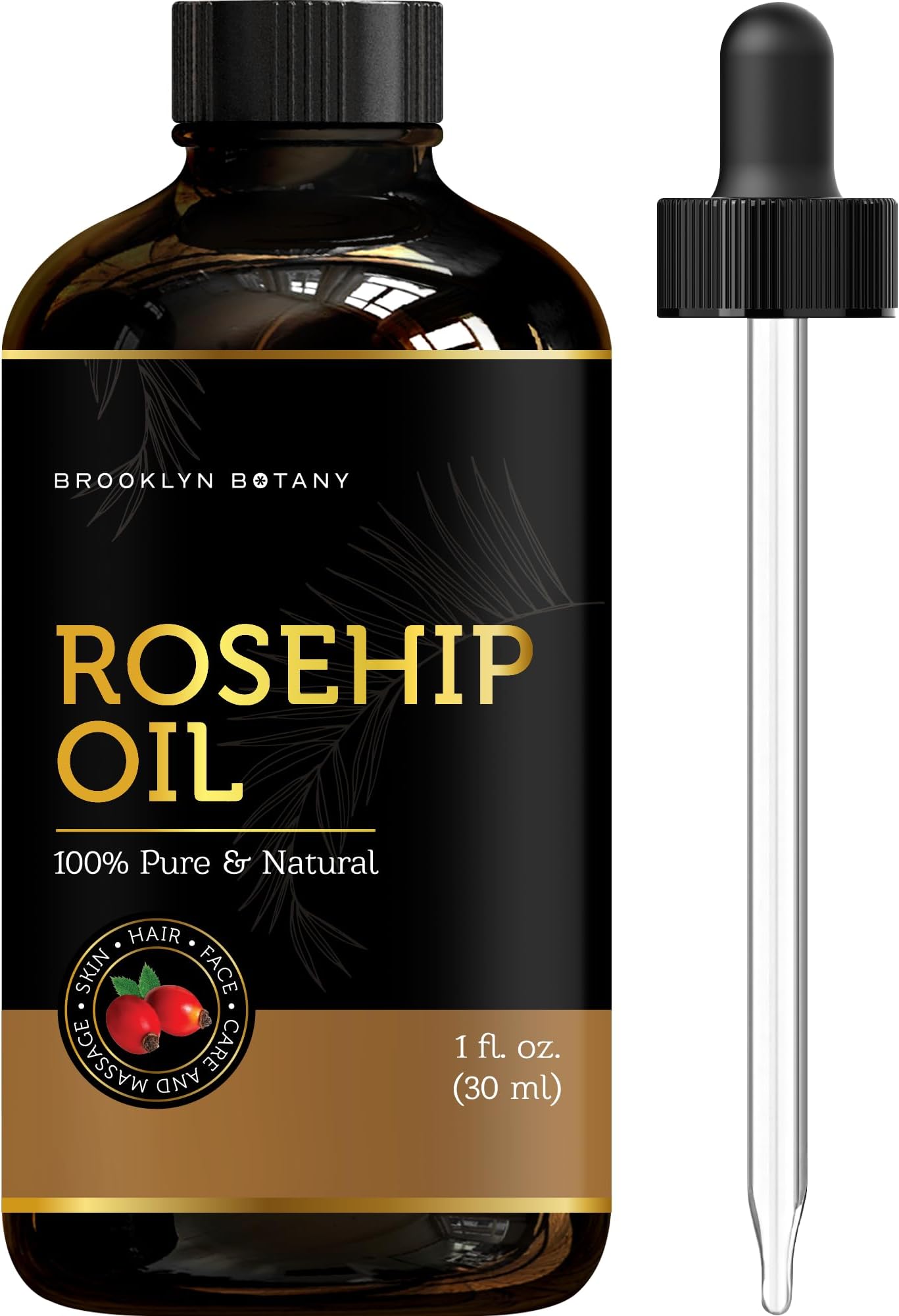 100% Pure Rosehip Seed Oil By Brooklyn Botany - Natural Face, Skin & Hair Moisturizer - 1 Fl Oz