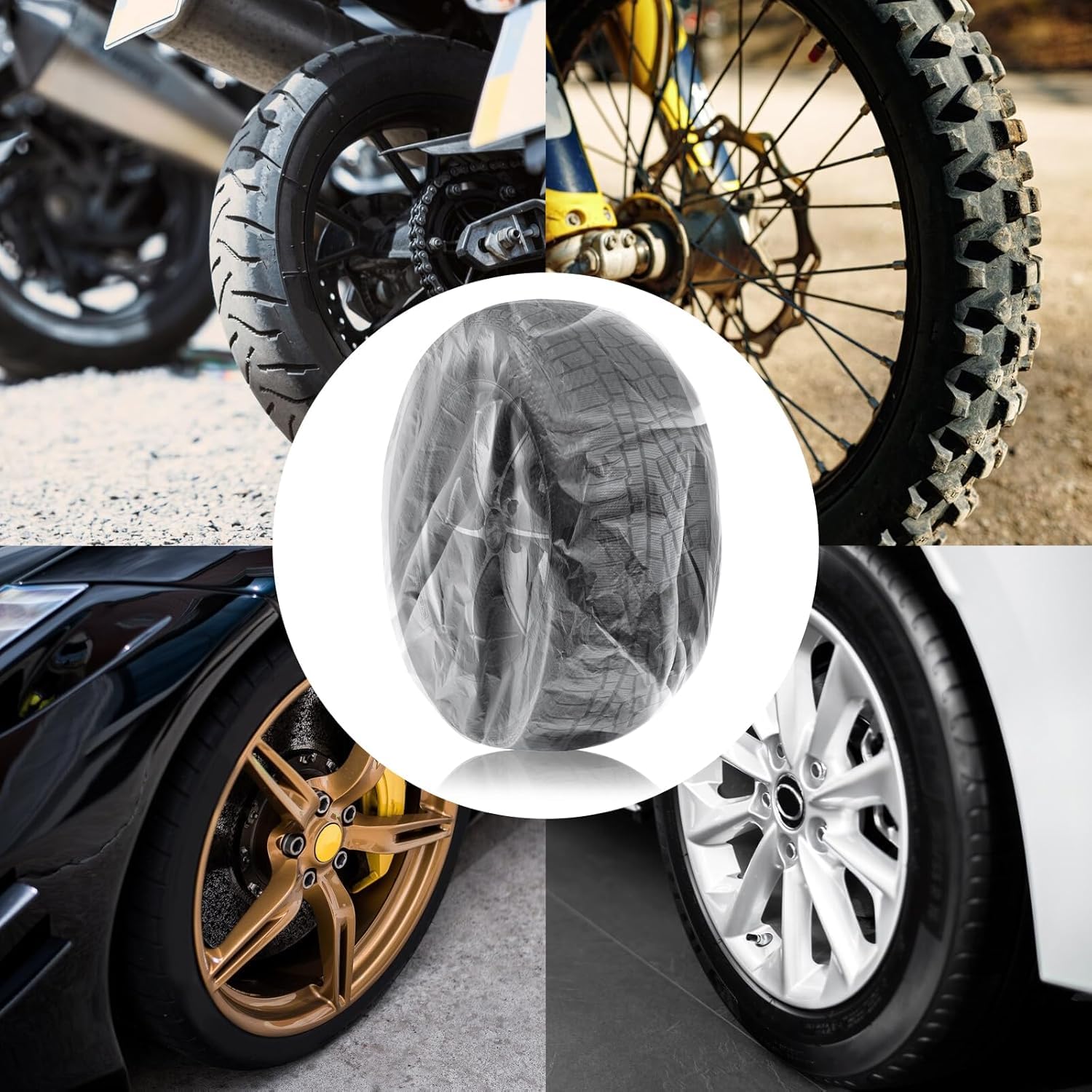 BEIMEIII Zestaw 4 worków na opony, plastikowa torebka na opony, worki na opony samochodowe, 50 cm, do przechowywania opon samochodowych