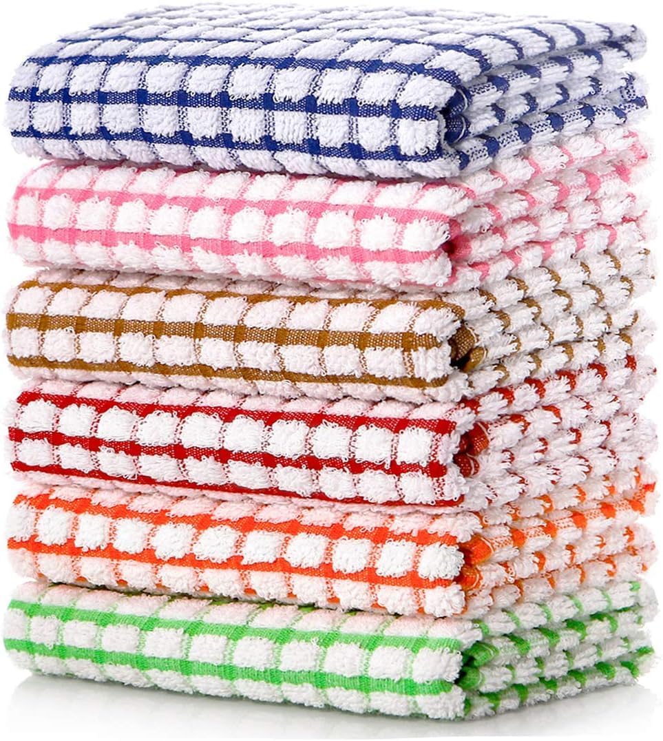 Kitchen Towels, 6PCS Kitchen Dish Towels, 64x42cm, Cotton Multi Color