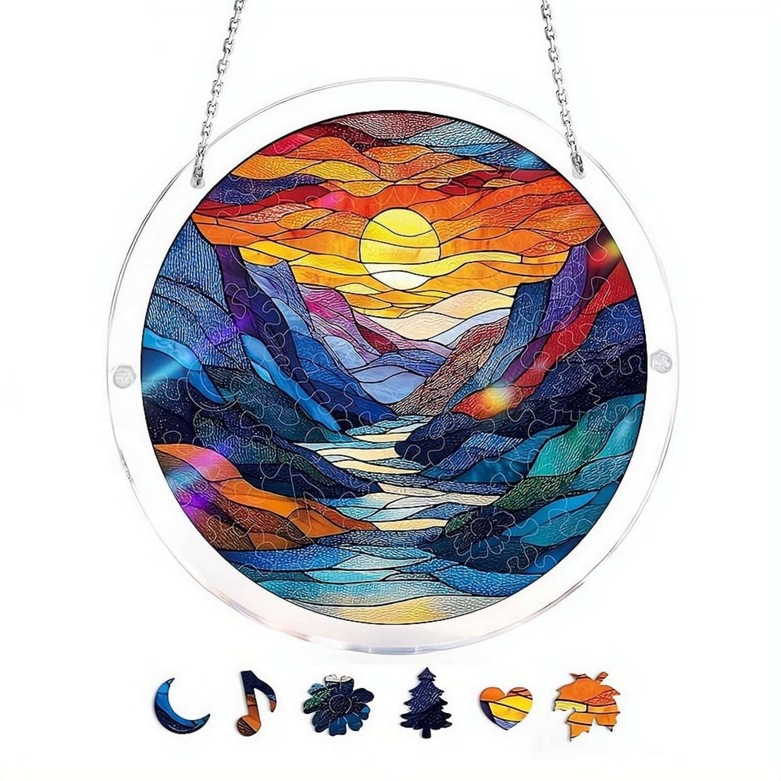 Acrylic Puzzles Suncatcher Window Hanging,83Pcs Sun Catcher Acrylic Puzzles Garden Decoration,Sun Catcher Stained Glass AcrylicPuzzle Decoration,for Women Men Birthday Mother's/Father's DayGift — view 16