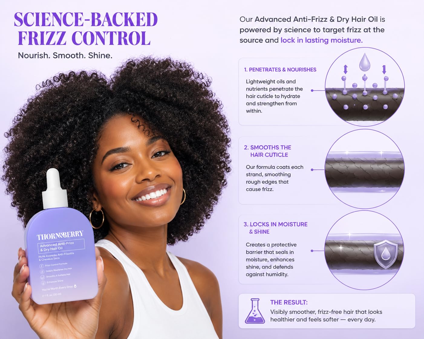 Anti Frizz Hair Serum For Frizzy Hair | Curly Hair Oil For Dry Strands