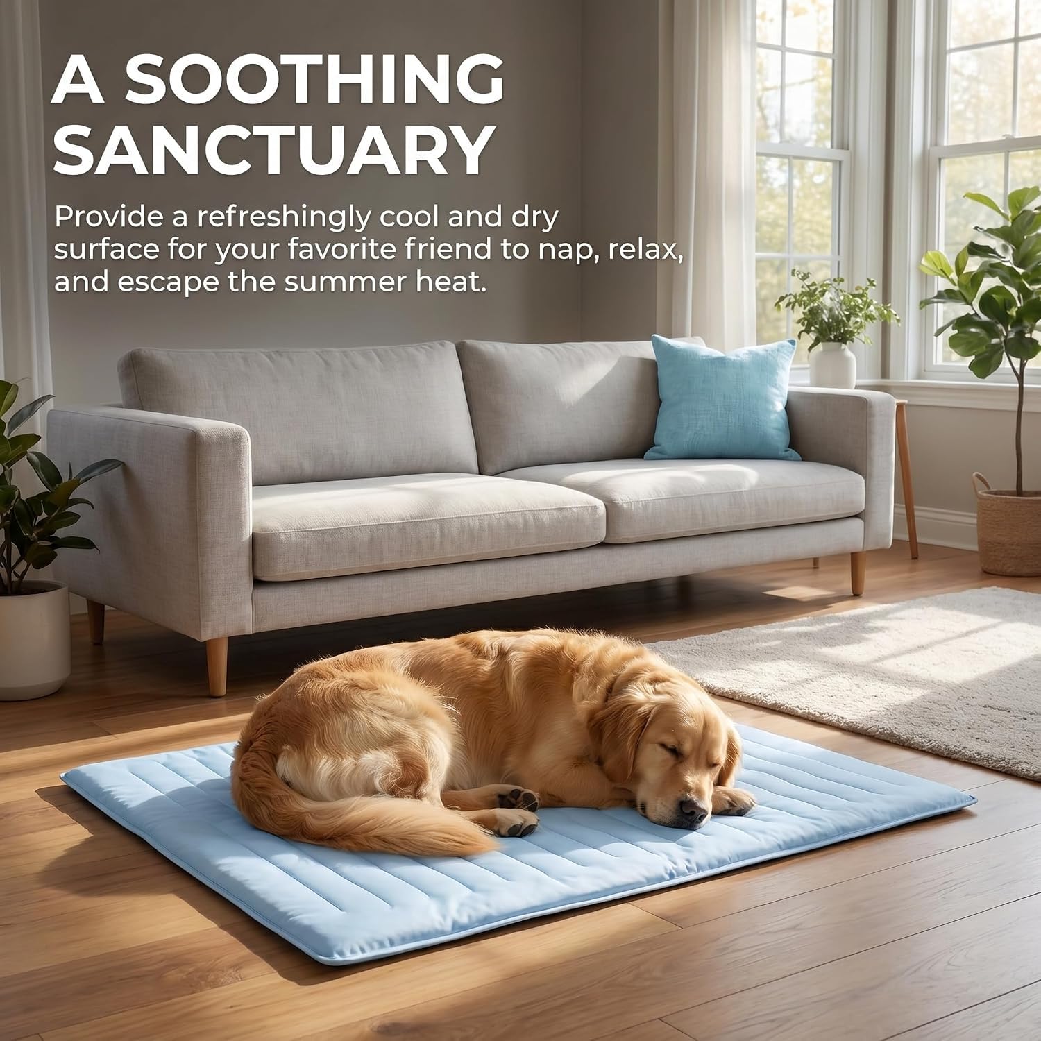 Tapis Rafraîchissant pour Chien Kobolaf - Coussin Réversible en Soie Glacée, Lavable Et Respirant, Idéal pour Lété chez Les Chiens Et Les Chats. Conception Green Large