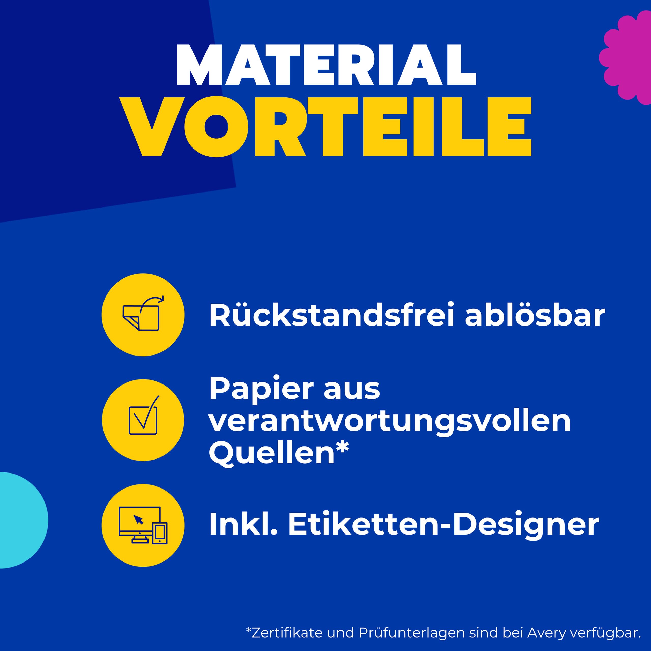 AVERY Zweckform L4735REV-25 Universal Etiketten (25 plus 5 Klebeetiketten extra, 210x297mm auf A4, wieder rückstandsfrei ablösbar/abziehbar, bedruckbar, selbstklebende Aufkleber) 30 Blatt, weiß