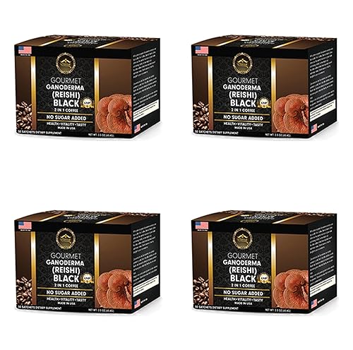 Eternal Gourmet Ganoderma (REISHI) Café Negro 2 en 1 Made in USA Café Negro con ganoderma Eternal Pack de 4