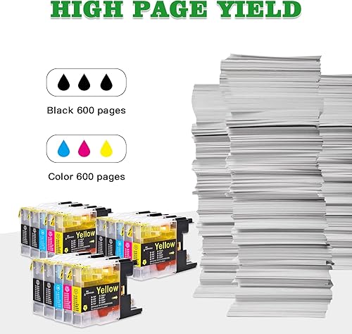 Miniatura 3 de GREENARK Cartucho de tinta de repuesto compatible para Brother LC75 LC71XL de alto rendimiento para Brother MFC-J280W MFC-J425W MFC-J6510DW