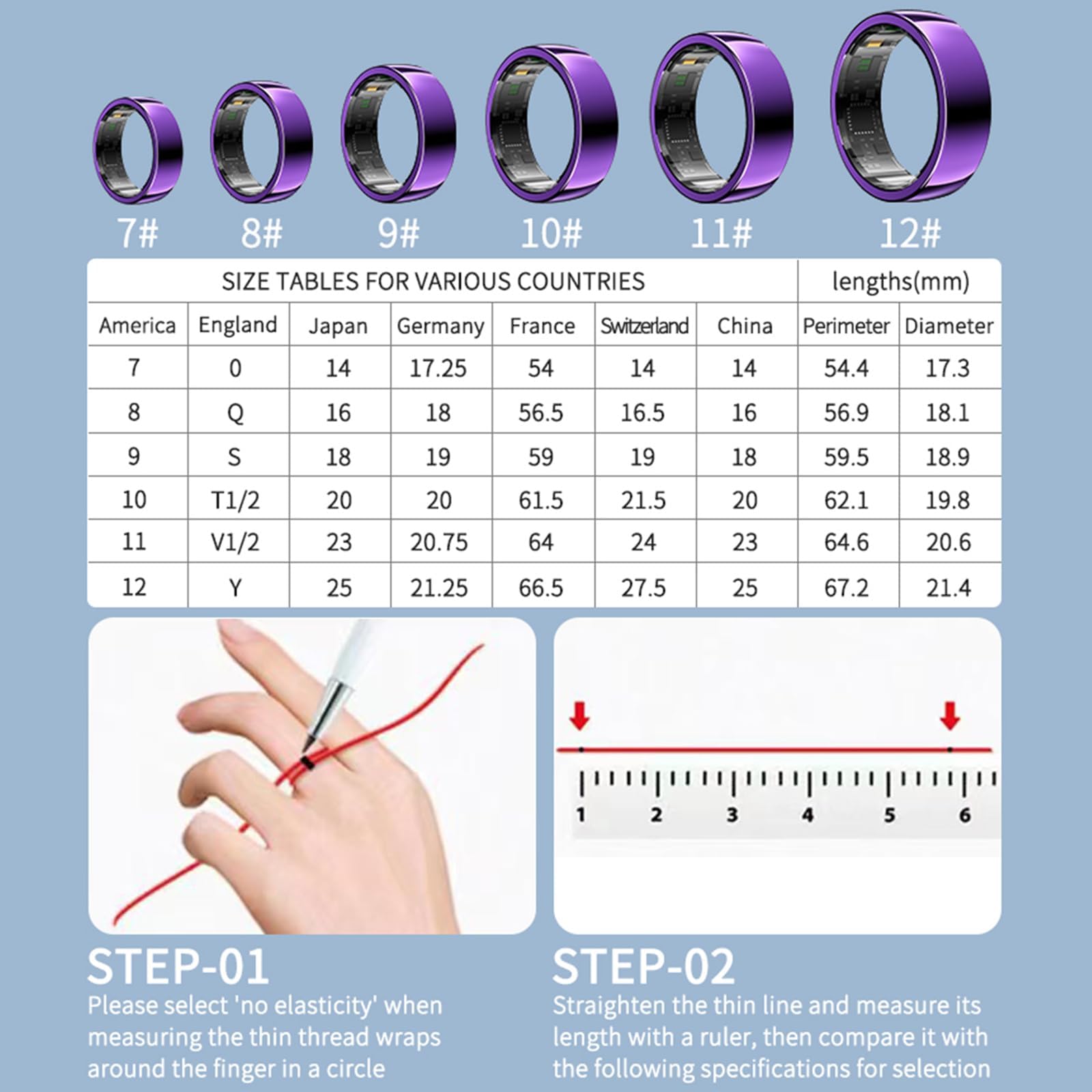 Smart Ring Android Smartring Uomo Donna Fitness Ring Tracker Contapassi Anelli Smarmartra per Uomo Sonno Tracker Fitness Tracking Anello Misurazione della frequenza Cardiaca Anello Sport Smarroni per
