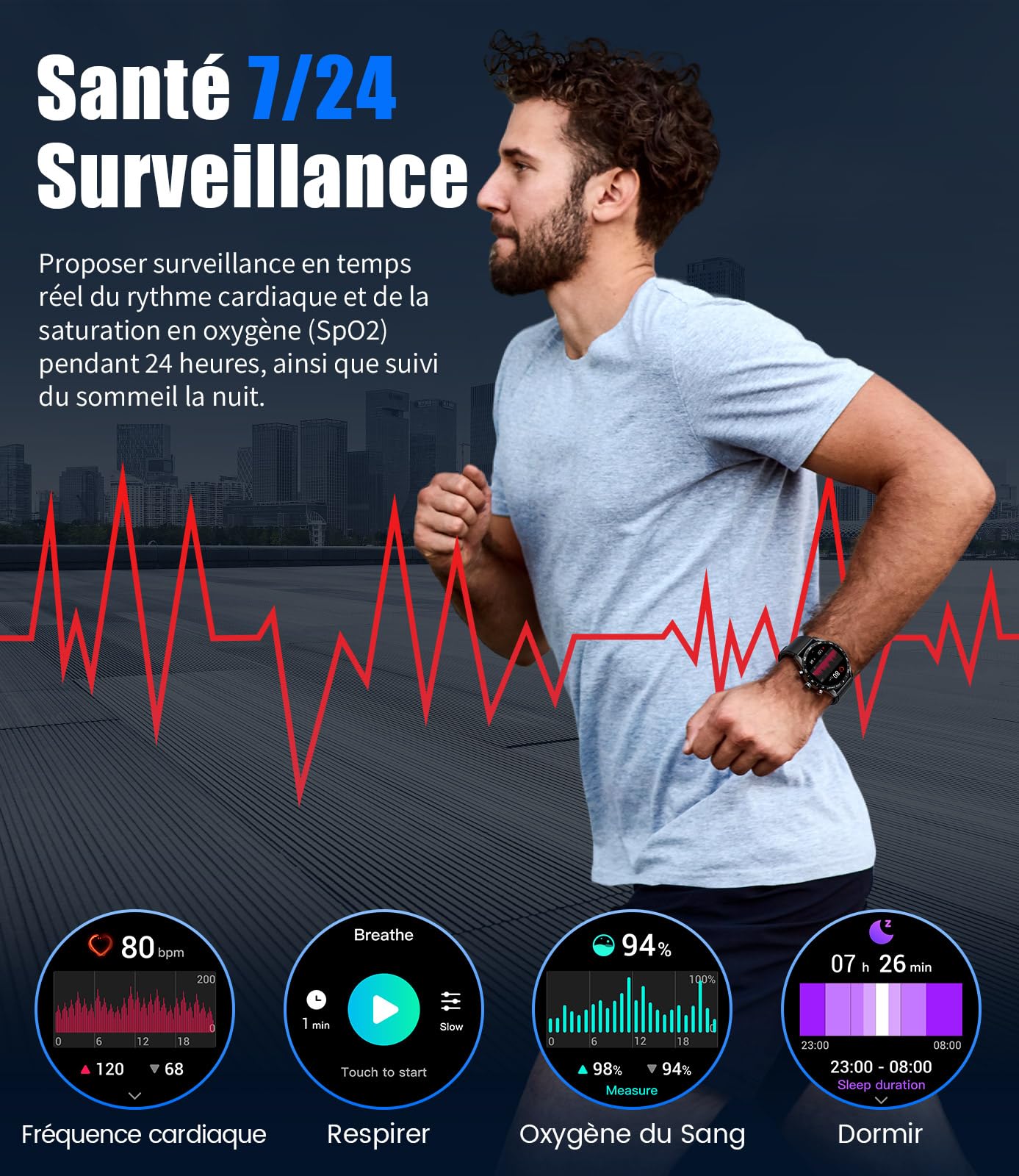 LIGE Montre Connectée Homme 1,43'' AMOLED, Appel Bluetooth, Assistant Vocal, 2 Bracelets, Autonomie 15 Jours, 124 Modes Sportifs Smartwatch iOS Android