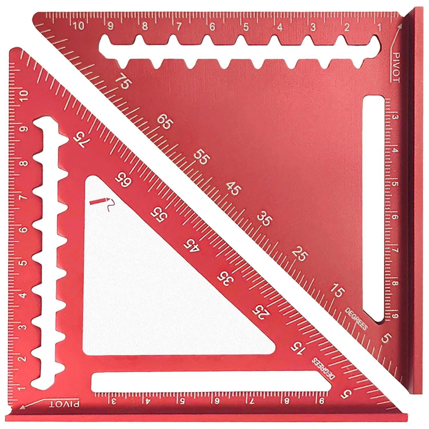 Red 4 Inch Mini Set Square, Portable Aluminum Alloy Measuring Tool with Laser Metric Scale, Wear-Resistant Precision Speed Square for Woodworking, Construction, Carpentry & DIY Projects (Red) โ image 1