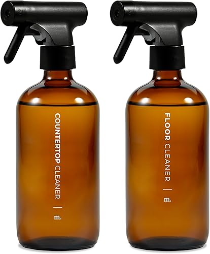 Miniatura 1 de MAISONOVO Botellas de spray de vidrio para limpieza - Botellas de spray de vidrio de 16 oz ámbar 2 piezas - Botellas de spray para cabello - Botella