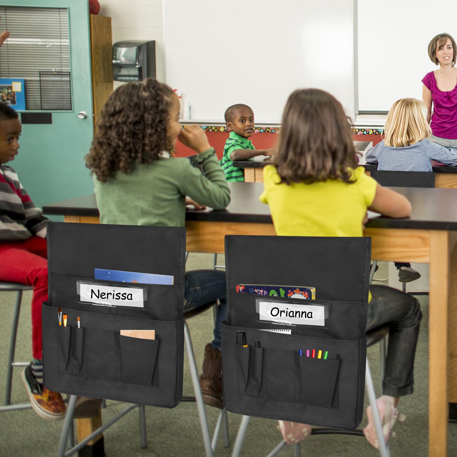 12 Pcs Chair Pockets For Classroom 13x14 Inch Seat Sacks With