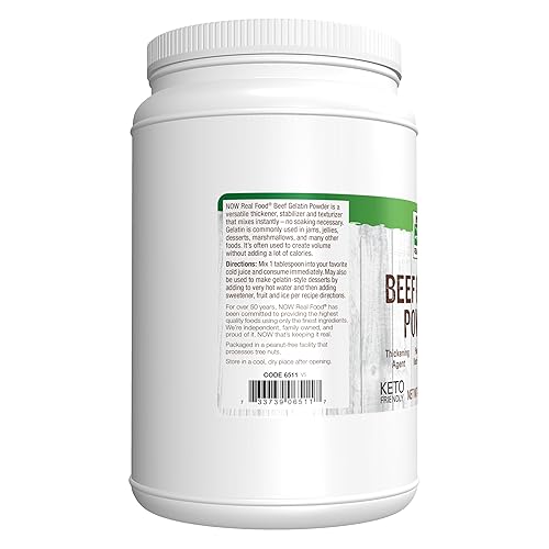 Miniatura 3 de NOW Alimentos gelatina de carne en polvo agente espesante natural fuente de proteína 4 libras