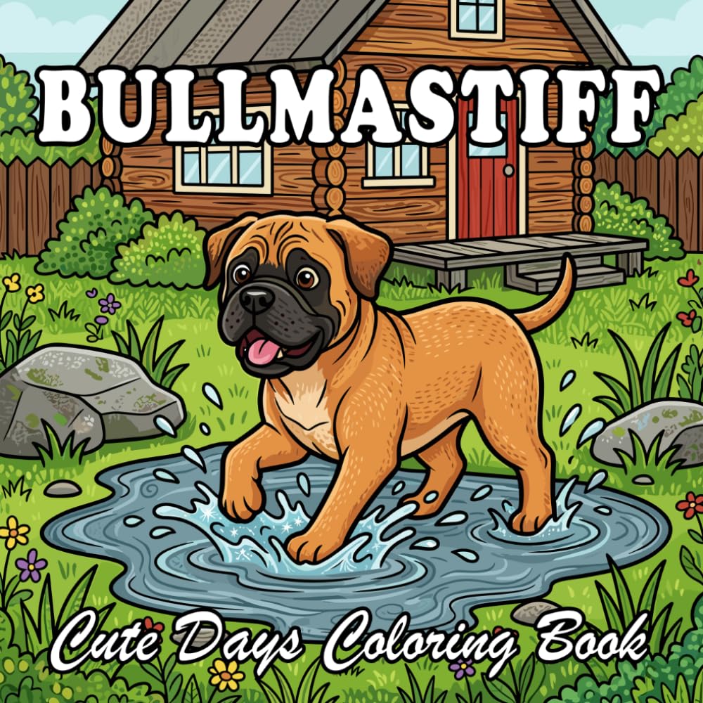 Bullmastiff Coloring Book: 66 Cute & Cozy Bullmastiff Coloring designs with Everyday Life and Outdoor Scenes