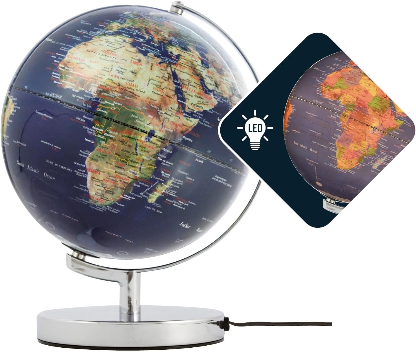 TROIKA Physical 2 Light Globe 25 cm Shiny Chrome-Plated