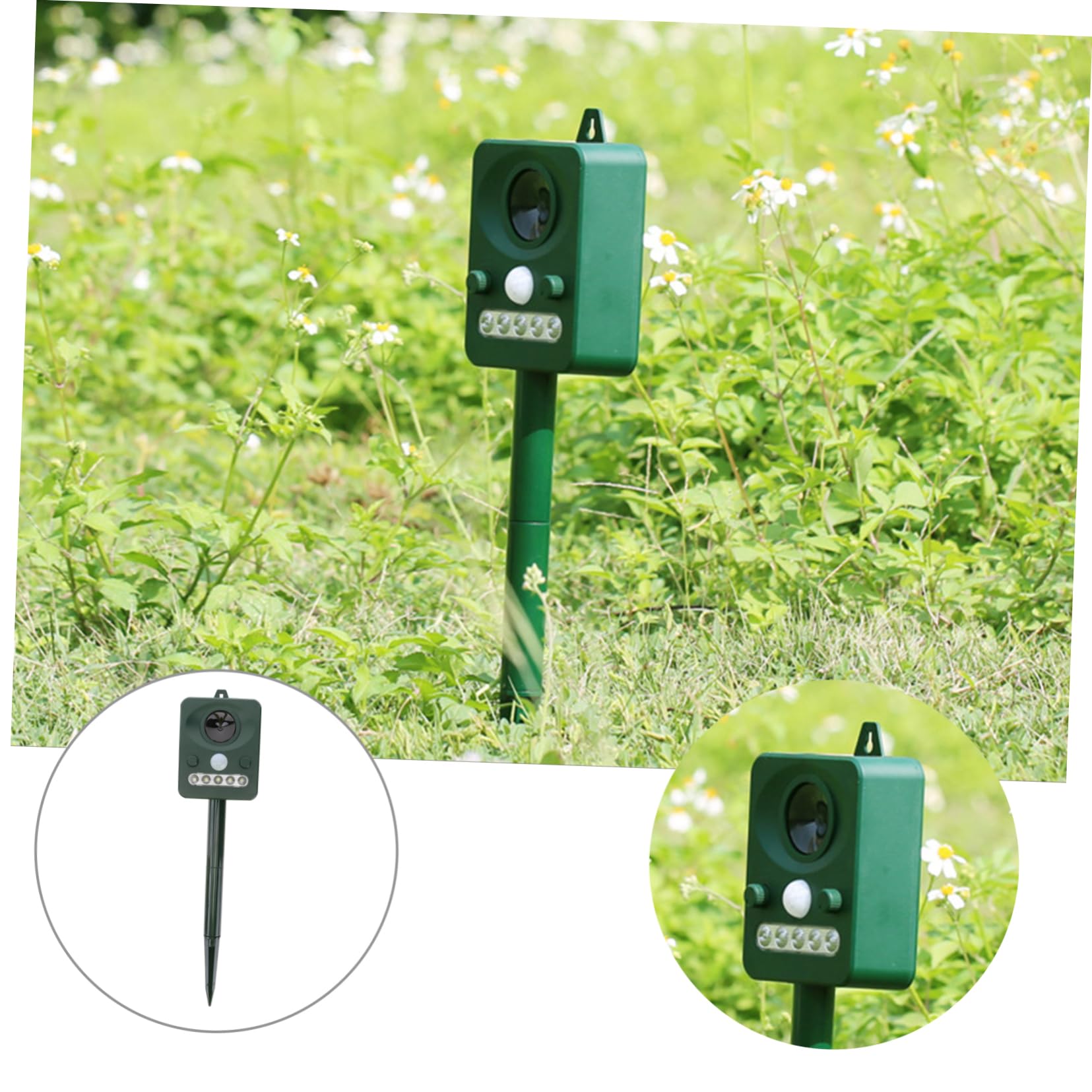 BESTonZON Ripellente Solare Elettronico con Luce Bianca e Sensore Pir per Respingere Scoiattoli Uccelli Procioni Topi Gatti e Cani e Alimentato ad Energia Solare