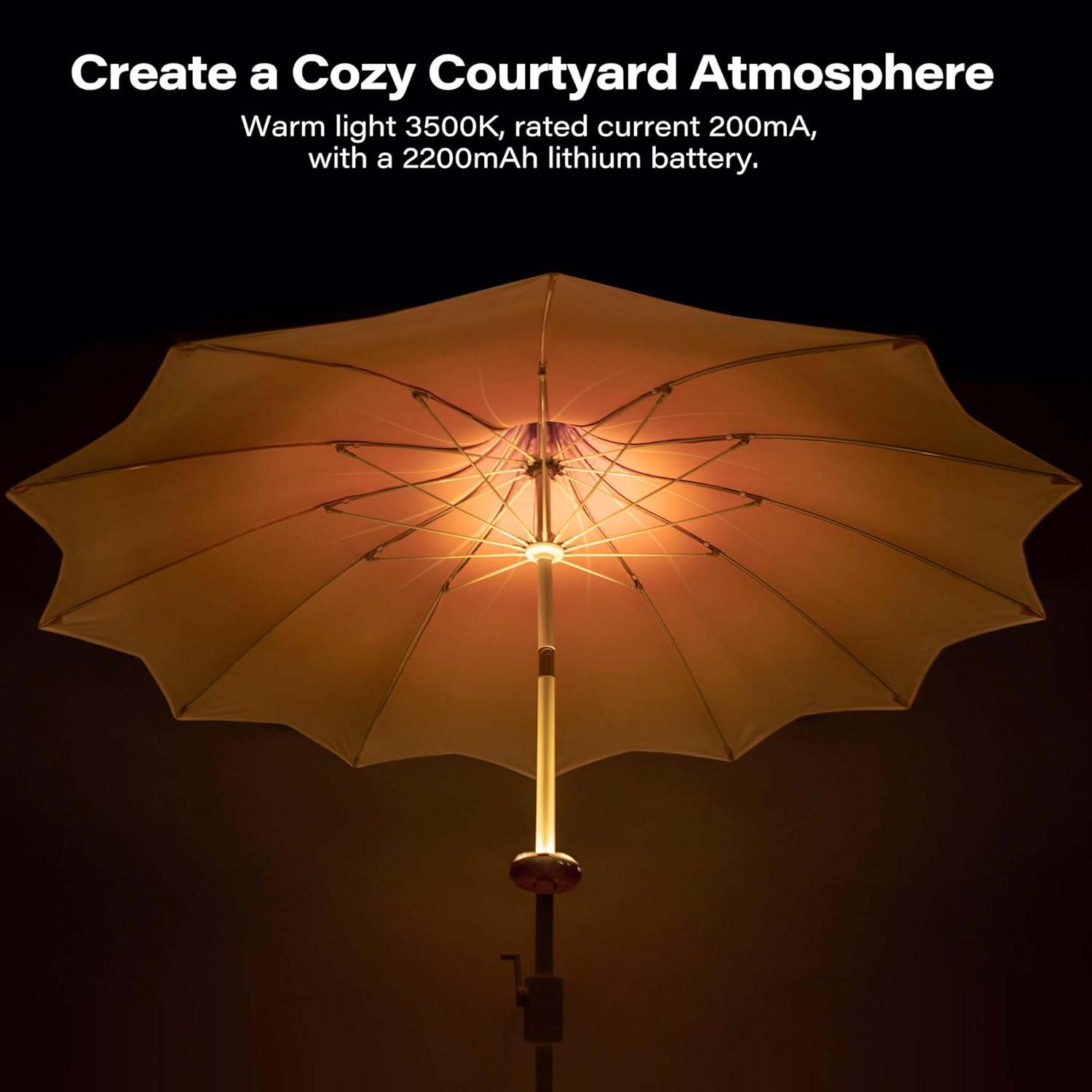 LAUSAINT HOME 9ft Pagoda Patio Umbrella with LED Lights, Petal Shape Canopy, Pool Umbrella Outdoor Patio For Table Deck Market with Push Button Tilt & Easy Crank