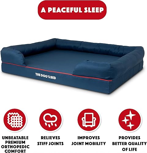 Miniatura 2 de The Dog's Bed - Cama ortopédica para perros XL Oxford Blue 43.5 x 34, espuma viscoelástica premium, alivio del dolor artritis, displasia de cadera y