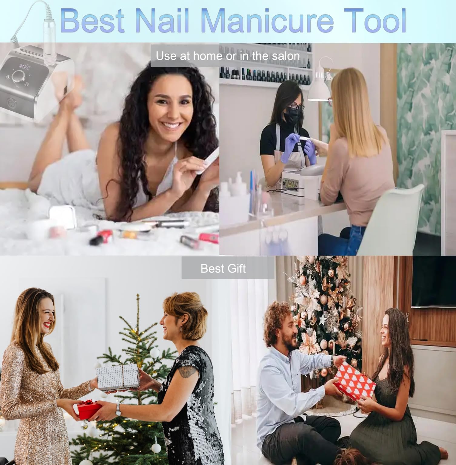 Torno para Uñas Eléctrico Profesional Lima de Uñas Eléctrica Portátil Recargable Drill para Uñas 35000 rpm Kit de Manicura y Pedicura Con Pedal + 6 Brocas Lima para Salón y Uso Doméstico-Blue