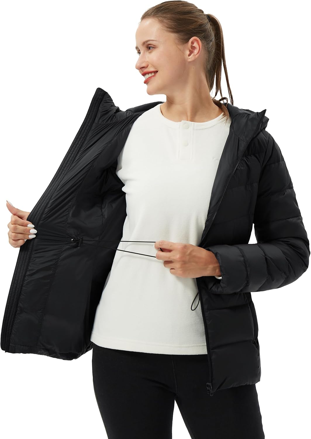 Pioneer Camp Women's Down Puffer Jacket Lightweight Hooded Winter Coat Water Repellent Quilted Fuffy Jacket Outdoor Casual - Image 6