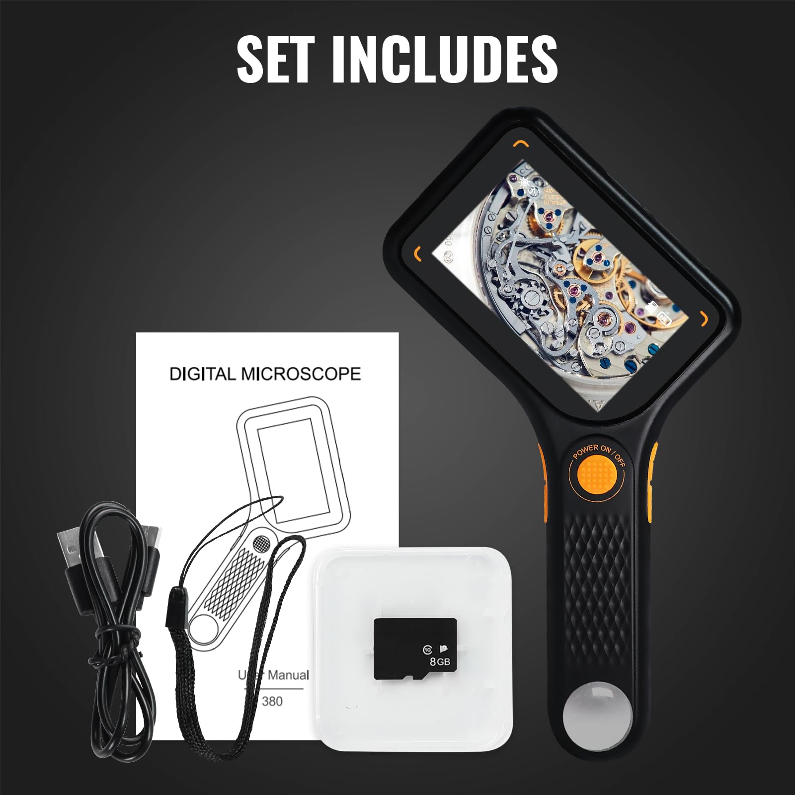 Microscopio digitale portatile 500X con schermo IPS da 3", 8 LED, autofocus, fotocamera 2MP, lente d'ingrandimento ricaricabile, supporto scheda TF, compat. Windows/Mac: ideale per parti, PCB