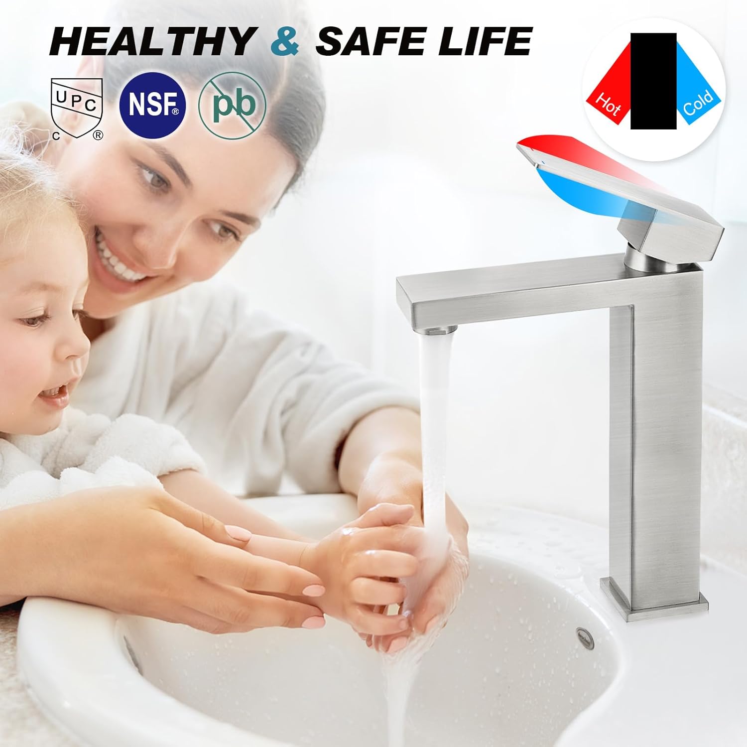 Matte Black Stainless Steel Single Handle Bathroom Faucet with Pop Up Drain