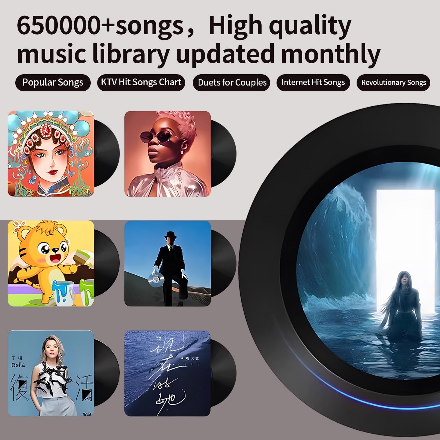 12.2" Karaoke Machine with 2 Wireless Microphones Home KTV All-in-One with Touchscreen Support Online Streaming YouTube/Movies Hi-Fi Sound Multilingual for Home Party Entertainment (White 4TB)