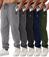 OZYJD Men's Sweatpants 5 Pack with Zipper Pockets - Warm Slim Fit Athletic Joggers for Workout, Running & Gym